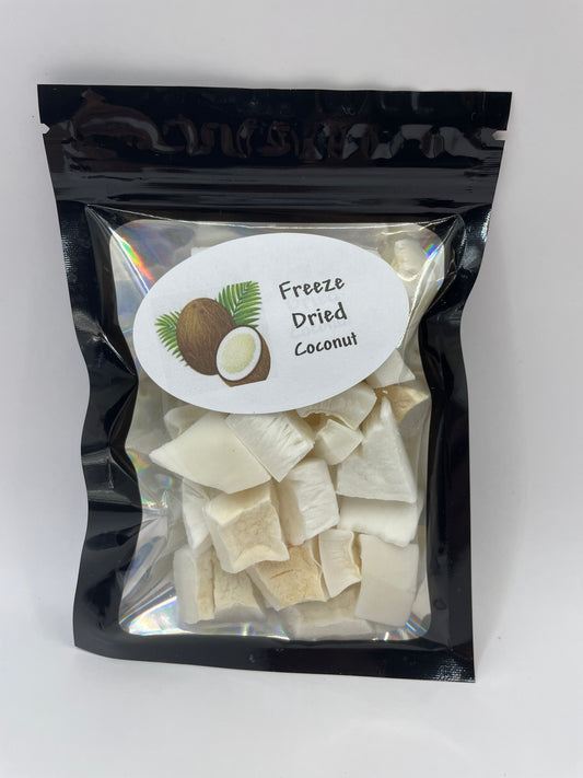 Freeze Dried Coconut Bites no added sugar  small bag snack on the run.