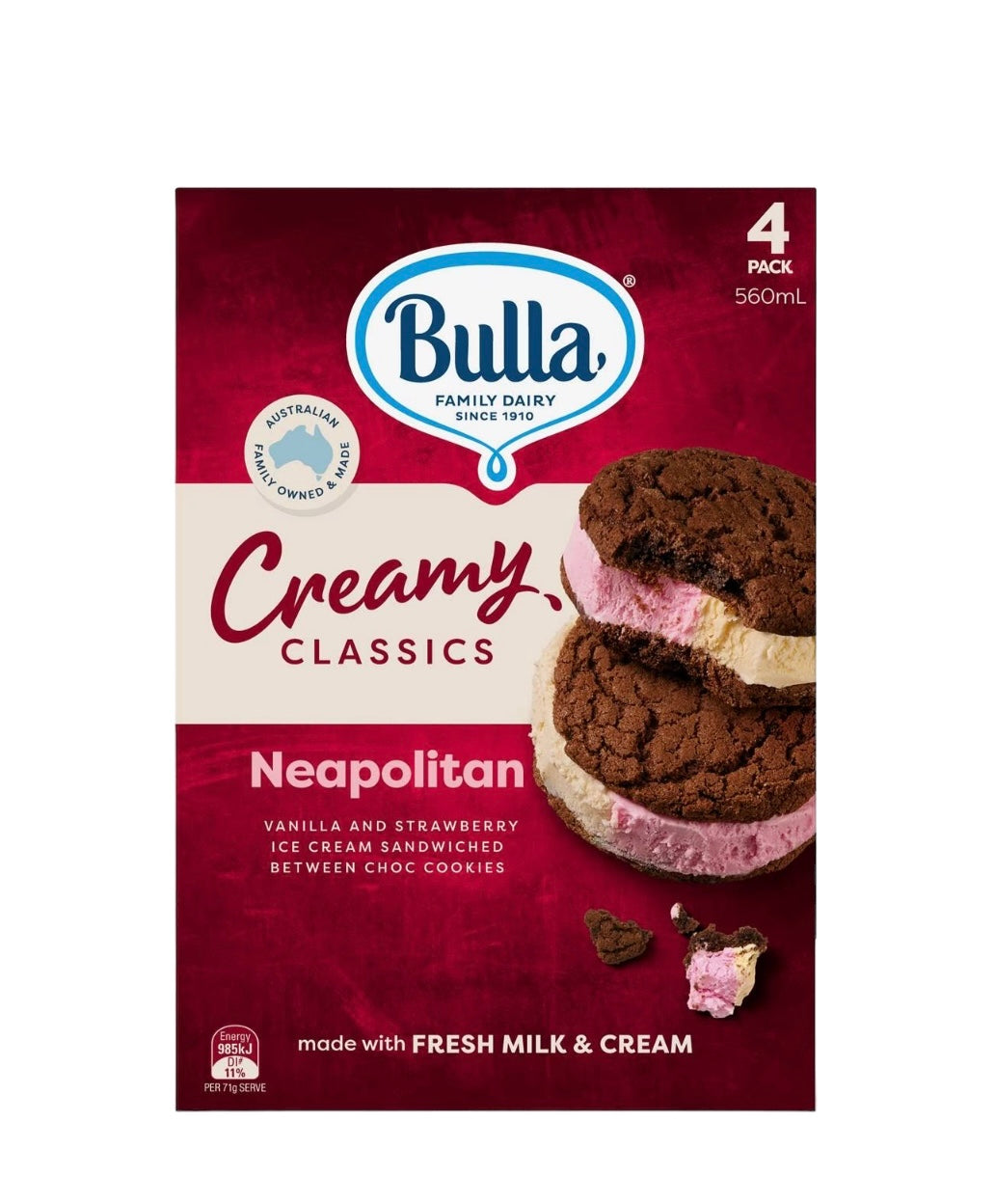 Freeze Dried Bulla Neapolitan Ice Cream Sandwich